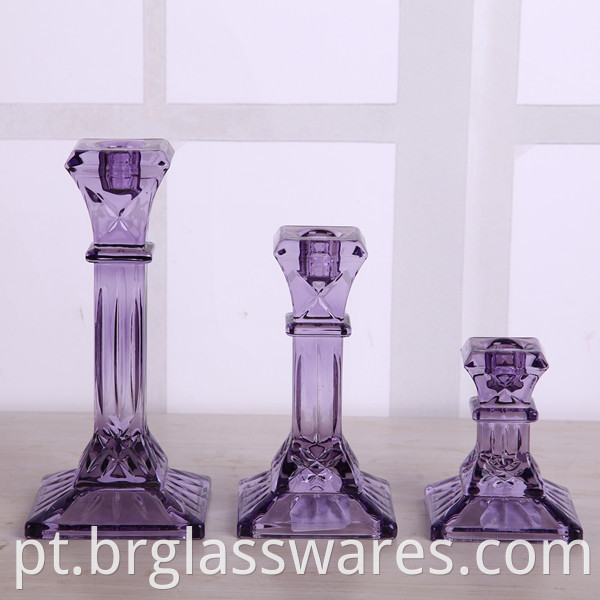 Classic Purple Square Base Candlestick Holder